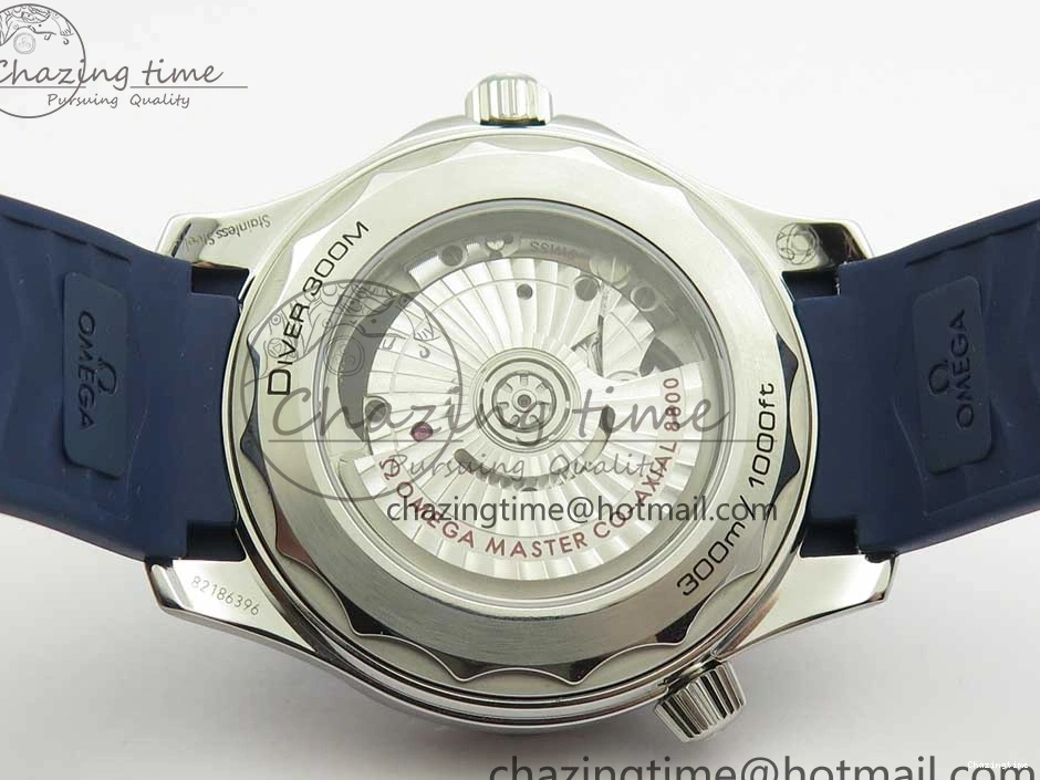 0123 StreetReady 2018 Seamaster Diver 300M VSF 1:1 Best Edition Blue Ceramic Gray Dial on Blue Rubber Strap A8800 V2 (Black Balance Wheel) 7963